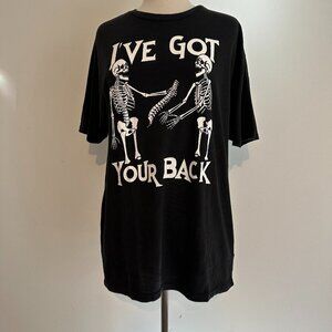 Celebrate Halloween I’VE GOT YOUR BACK Skeleton T Shirt Mens Large Black